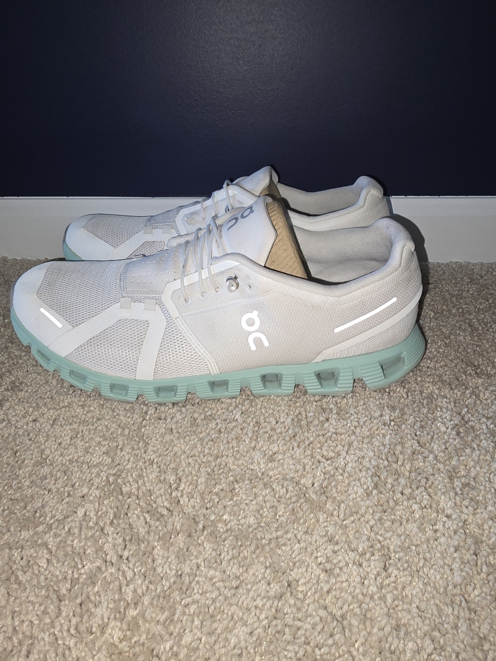 On Running Women's Cloudswift Sneakers in Light Beige with Mint Sole - Picture 3 of 5